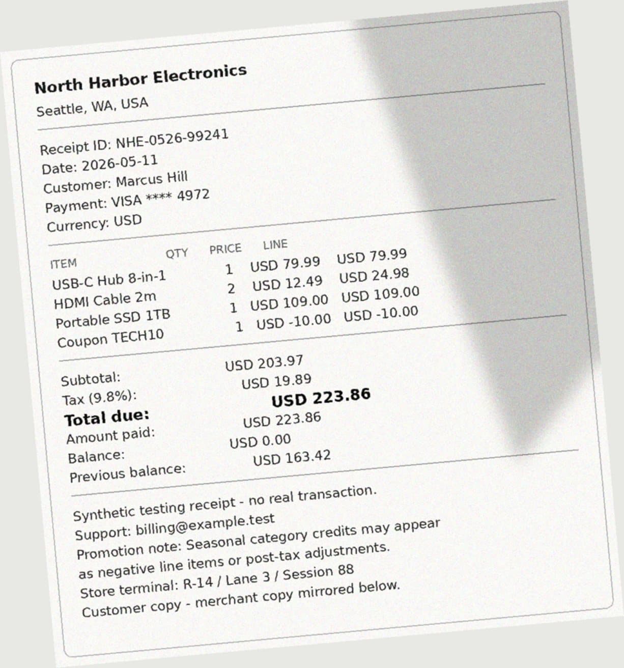 Uploaded receipt preview